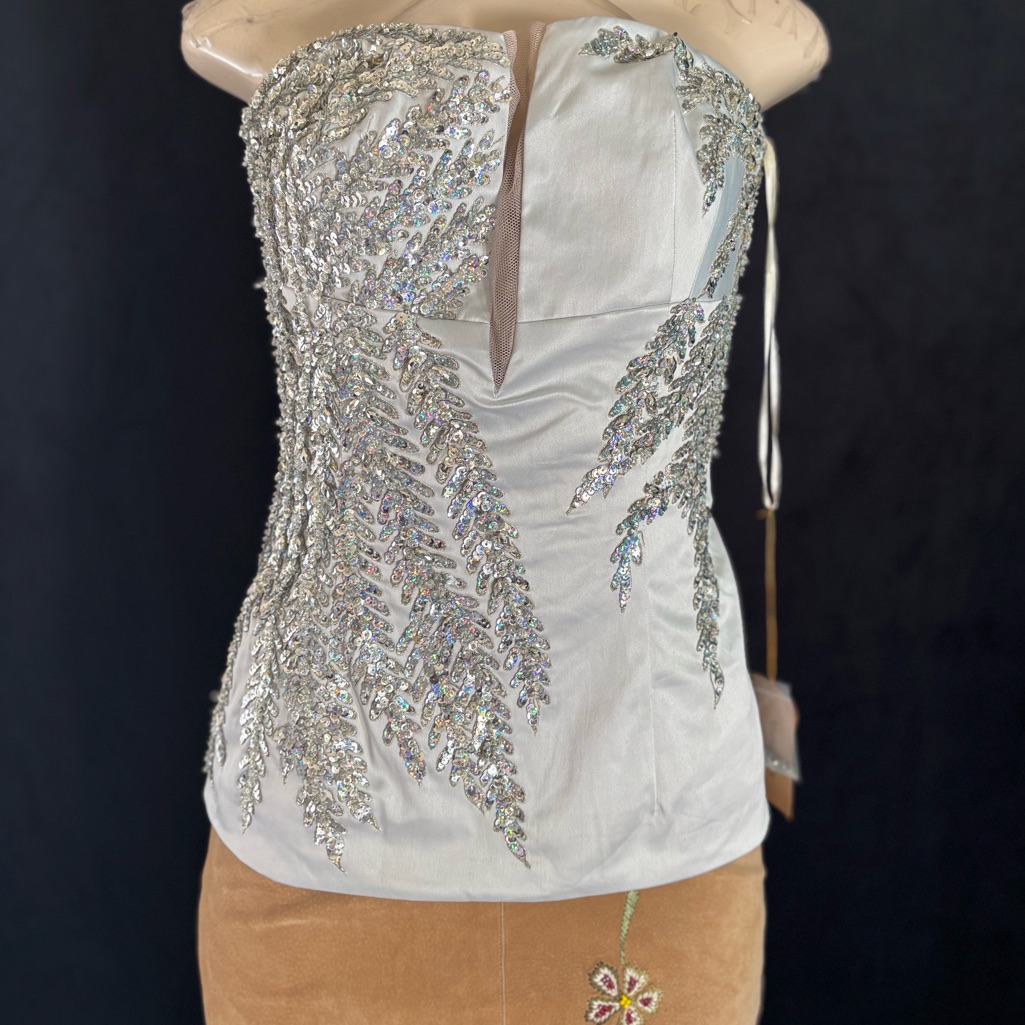 Elegant Silver Embellished Women's Top By Mandalay